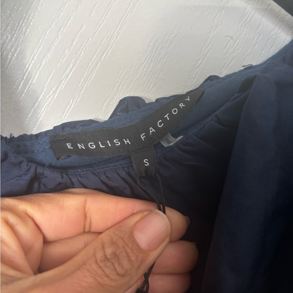English Factory Navy Maxi Dress with Ruffle Detail - Picture 2 of 10